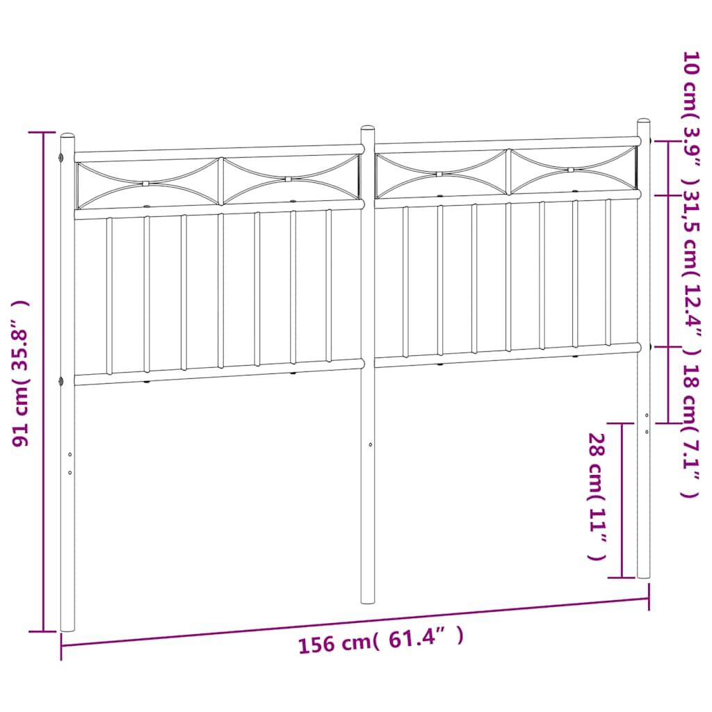 Metal Replace Headboard Black 150 cm