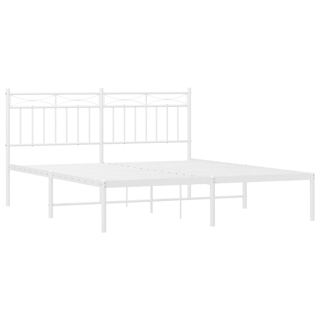 Metal Bed Frame without Mattress with Headboard White 150x200 cm