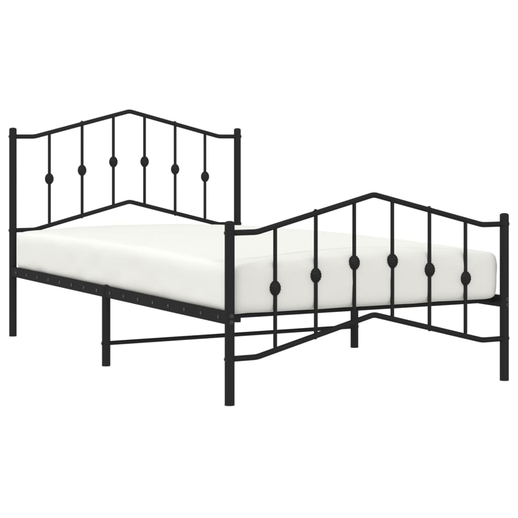 Metal Bed Frame without Mattress with Footboard Black 107x203 cm King Single