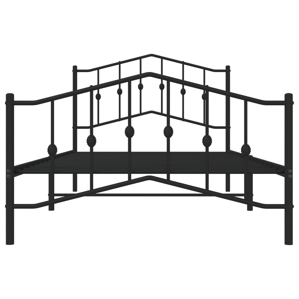 Metal Bed Frame without Mattress with Footboard Black 107x203 cm King Single