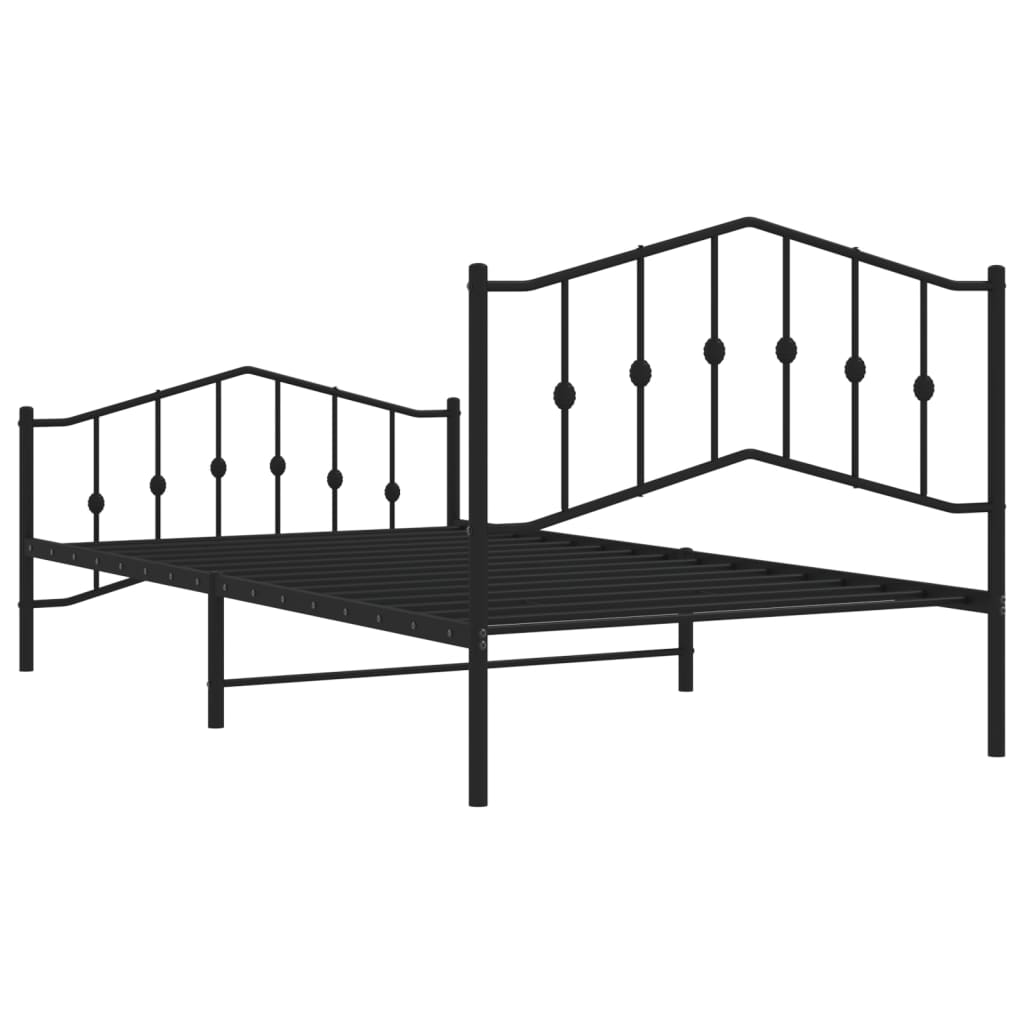 Metal Bed Frame without Mattress with Footboard Black 107x203 cm King Single