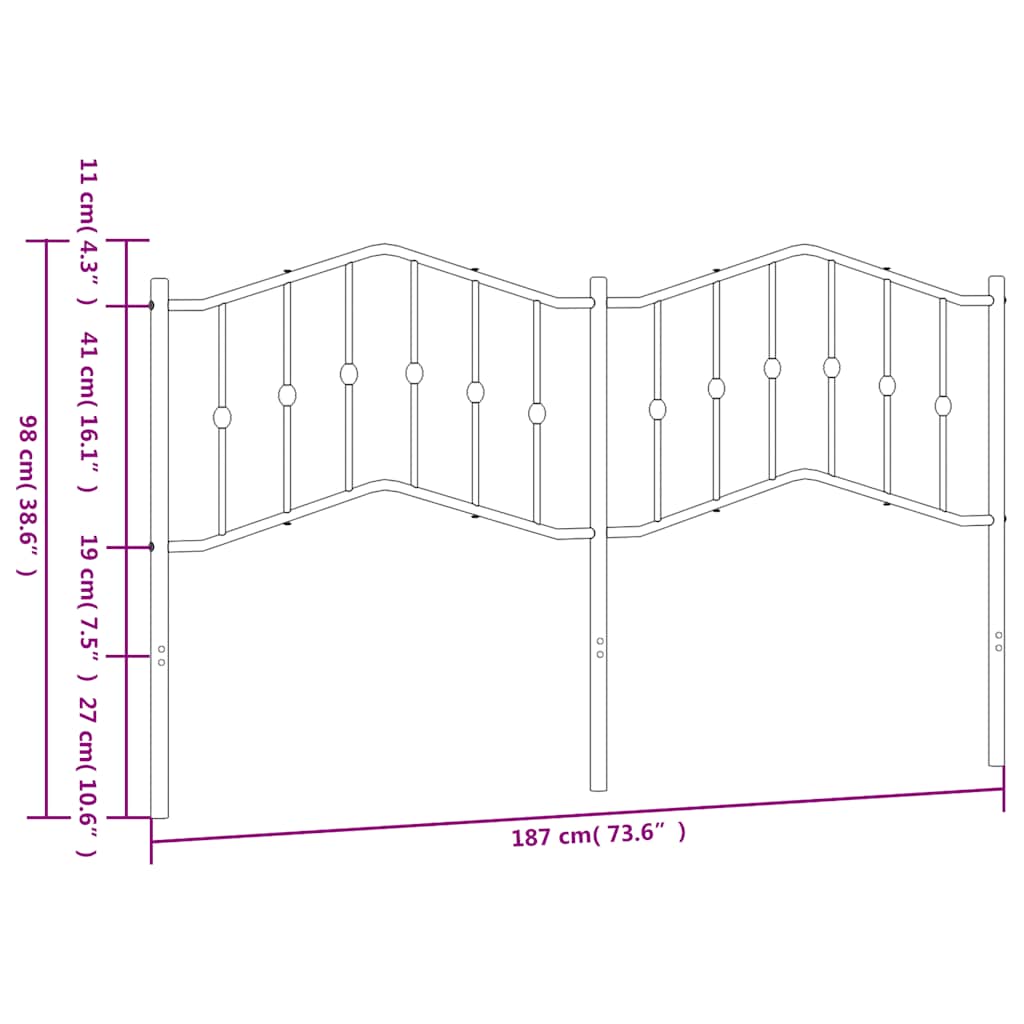 Metal Replace Headboard Black 180 cm