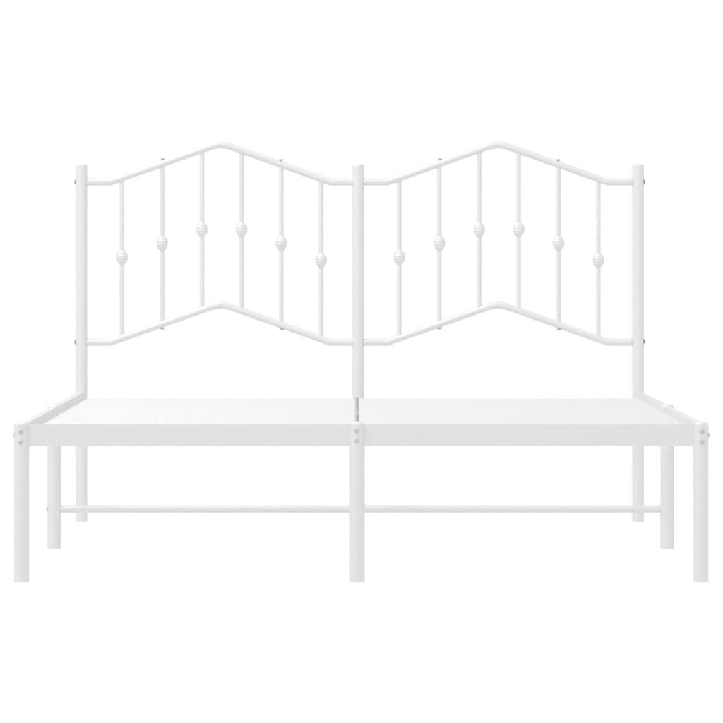 Metal Bed Frame without Mattress with Headboard White 135x190 cm