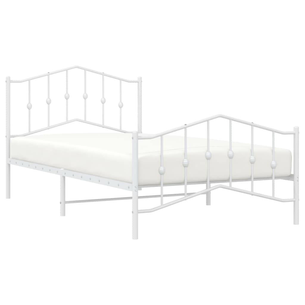Metal Bed Frame without Mattress with Footboard White 107x203 cm King Single