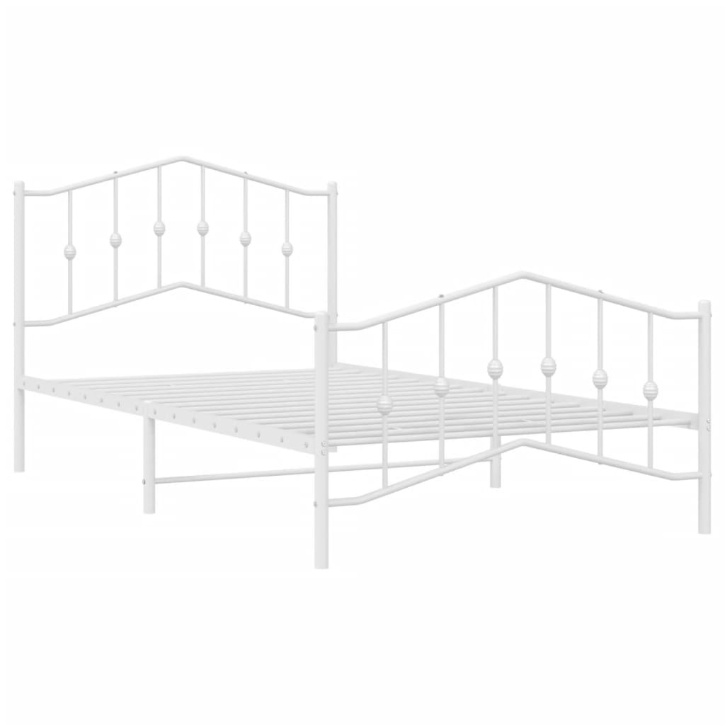 Metal Bed Frame without Mattress with Footboard White 107x203 cm King Single