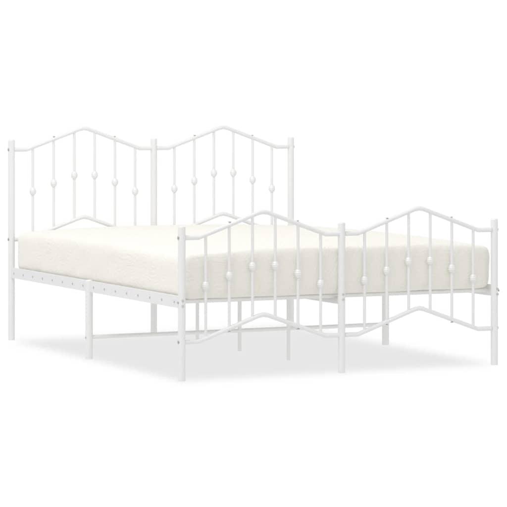 Metal Bed Frame without Mattress with Footboard White 135x190 cm