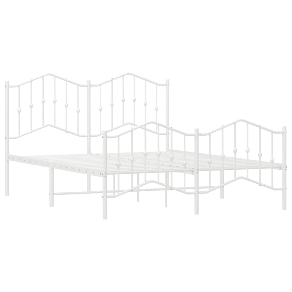 Metal Bed Frame without Mattress with Footboard White 135x190 cm