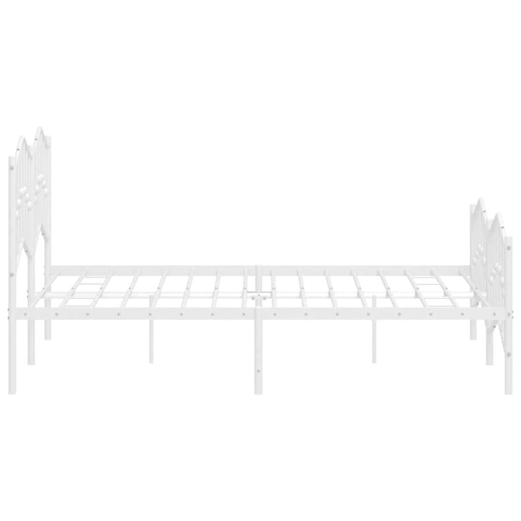 Metal Bed Frame without Mattress with Footboard White 135x190 cm
