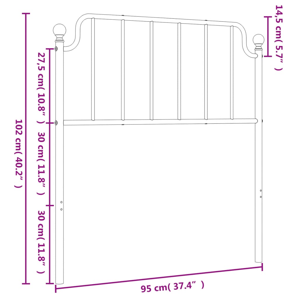 Metal Replace Headboard Black 90 cm