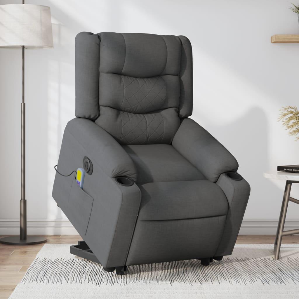 Electric Stand up Massage Recliner Chair Dark Grey Fabric