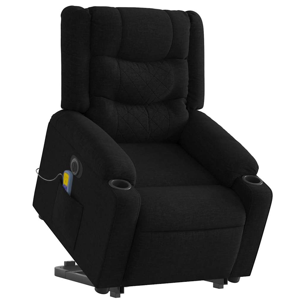 Electric Stand up Massage Recliner Chair Black Fabric