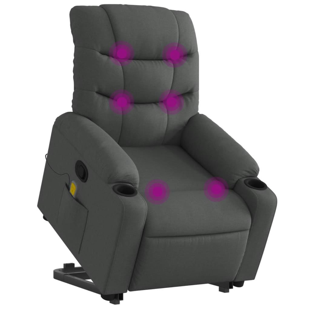 Stand up Massage Recliner Chair Dark Grey Fabric