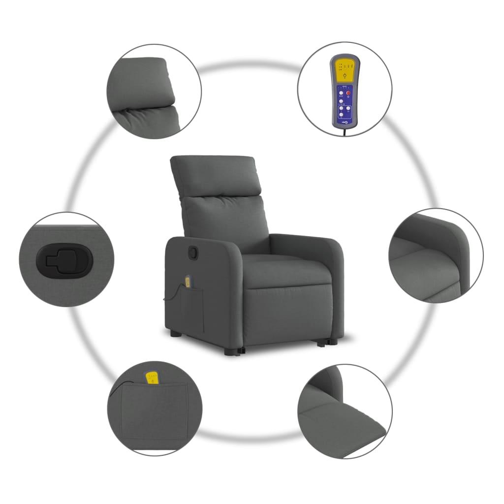 Stand up Massage Recliner Chair Dark Grey Fabric