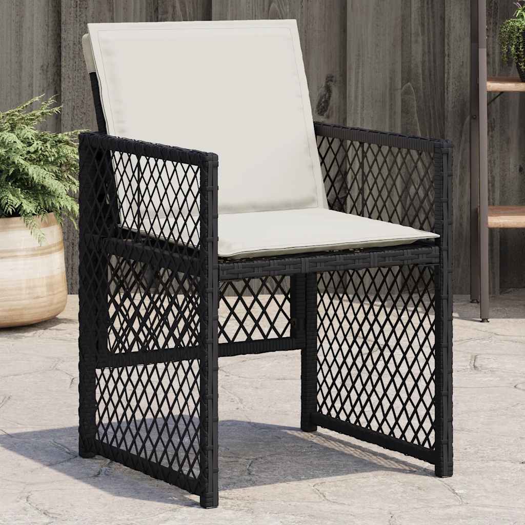 Garden Chairs with Cushions 4 pcs Black Poly Rattan