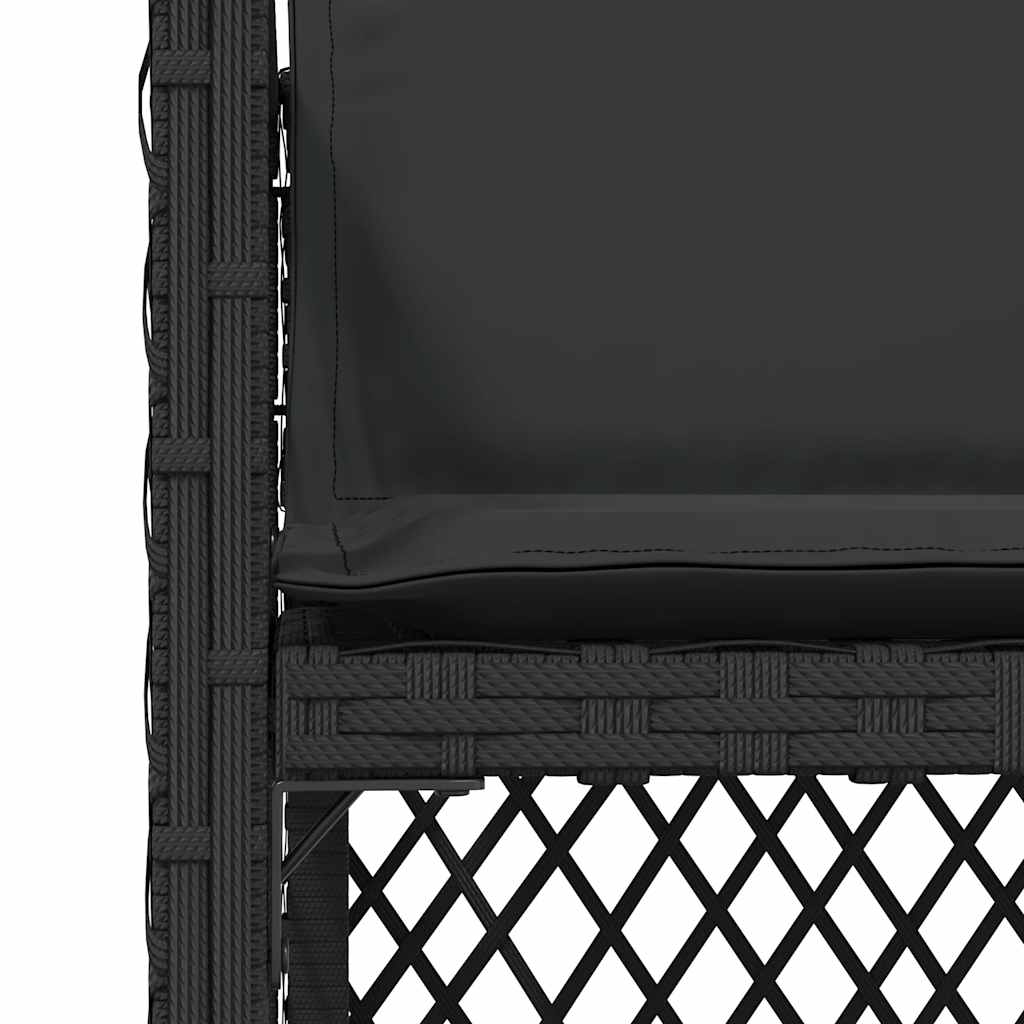 Garden Chairs with Cushions 4 pcs Black Poly Rattan