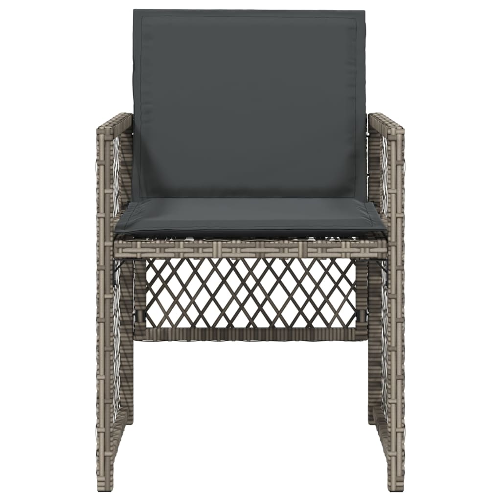 Garden Chairs with Cushions 4 pcs Grey Poly Rattan