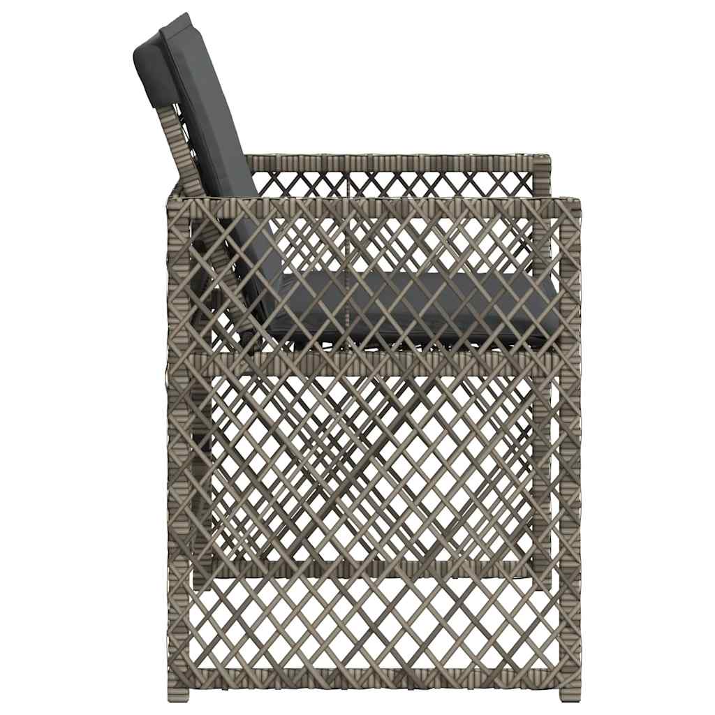 Garden Chairs with Cushions 4 pcs Grey Poly Rattan