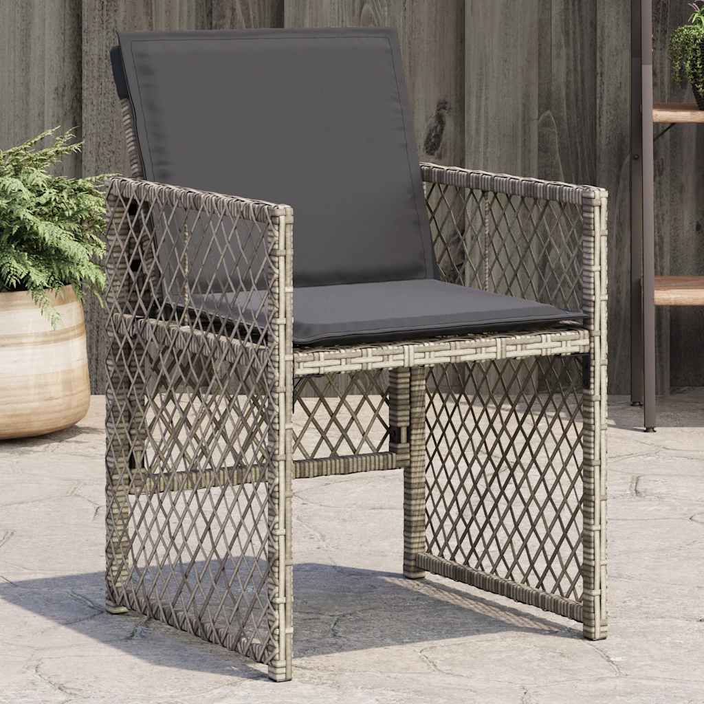 Garden Chairs with Cushions 4 pcs Grey Poly Rattan