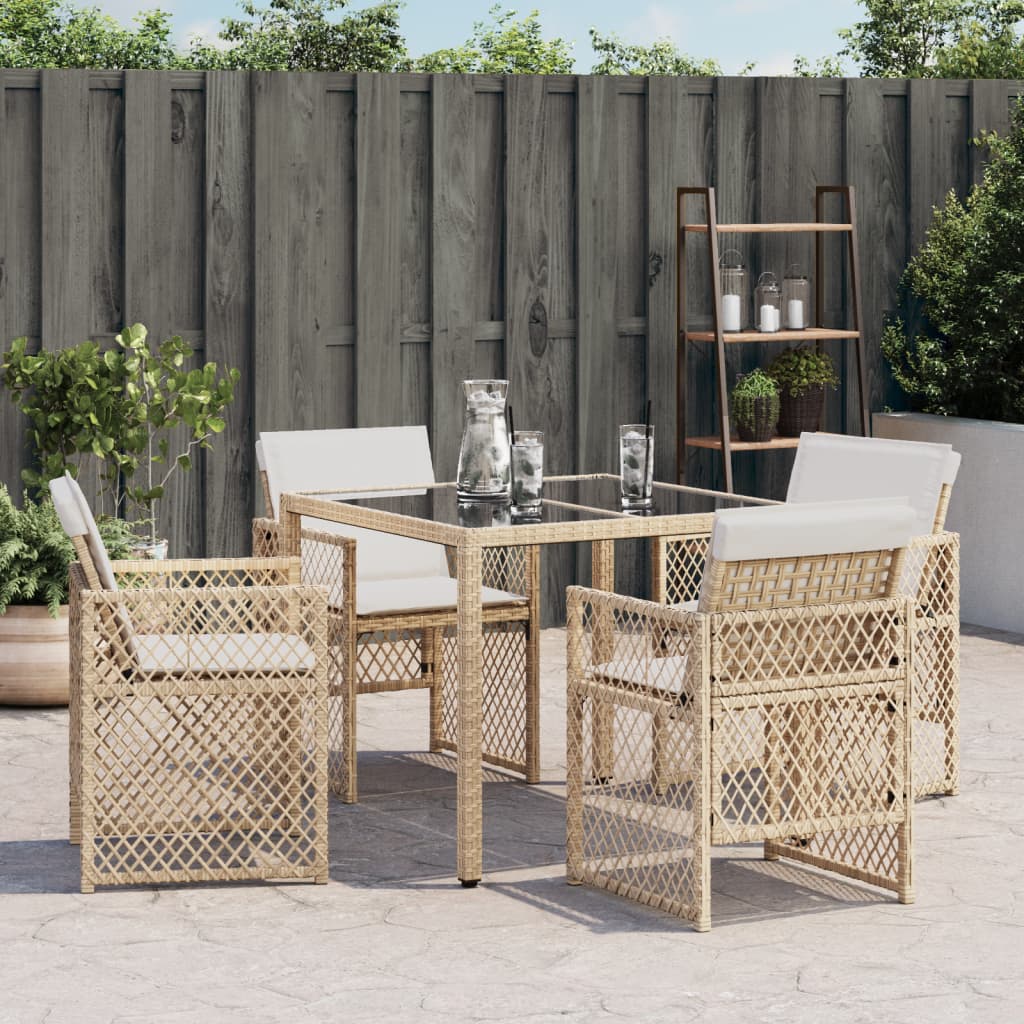 Garden Chairs with Cushions 4 pcs Beige Poly Rattan