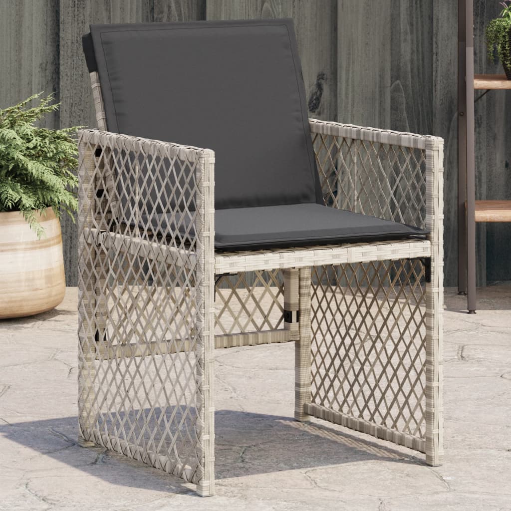 Garden Chairs with Cushions 4 pcs Light Grey Poly Rattan