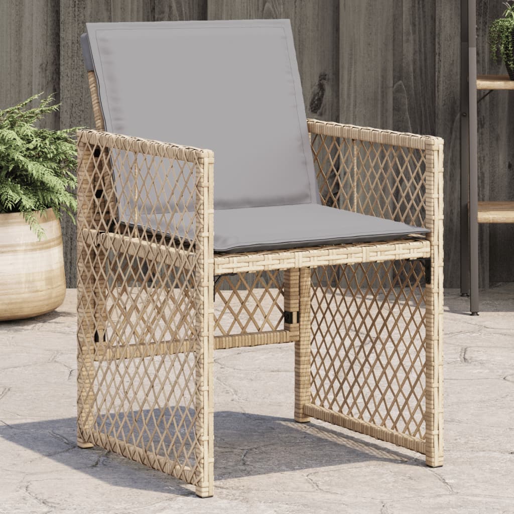 Garden Chairs with Cushions 4 pcs Mix Beige Poly Rattan