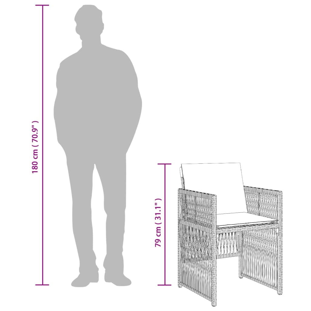 Garden Chairs with Cushions 4 pcs Black Poly Rattan