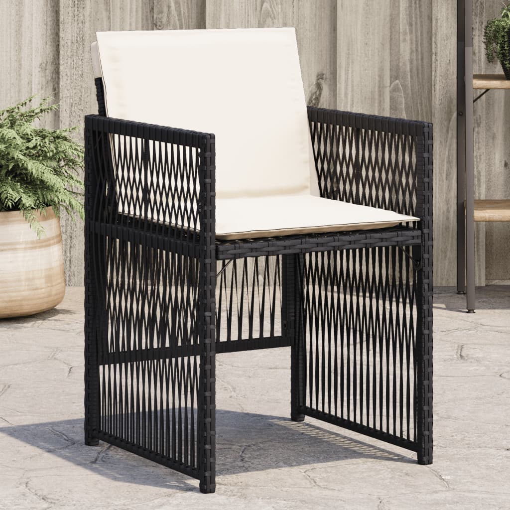 Garden Chairs with Cushions 4 pcs Black Poly Rattan