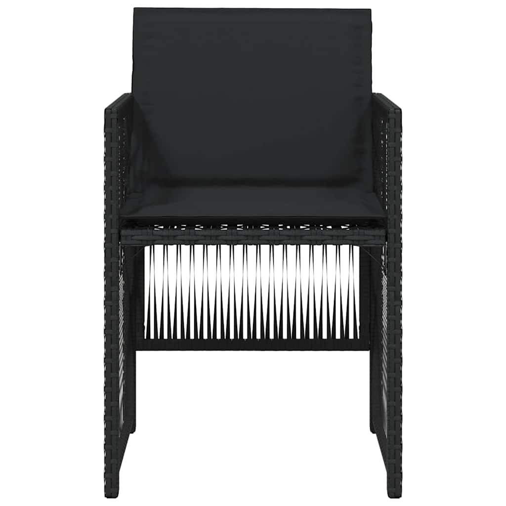 Garden Chairs with Cushions 4 pcs Black Poly Rattan