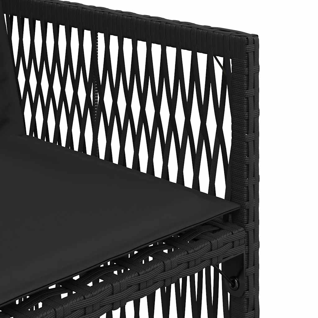 Garden Chairs with Cushions 4 pcs Black Poly Rattan