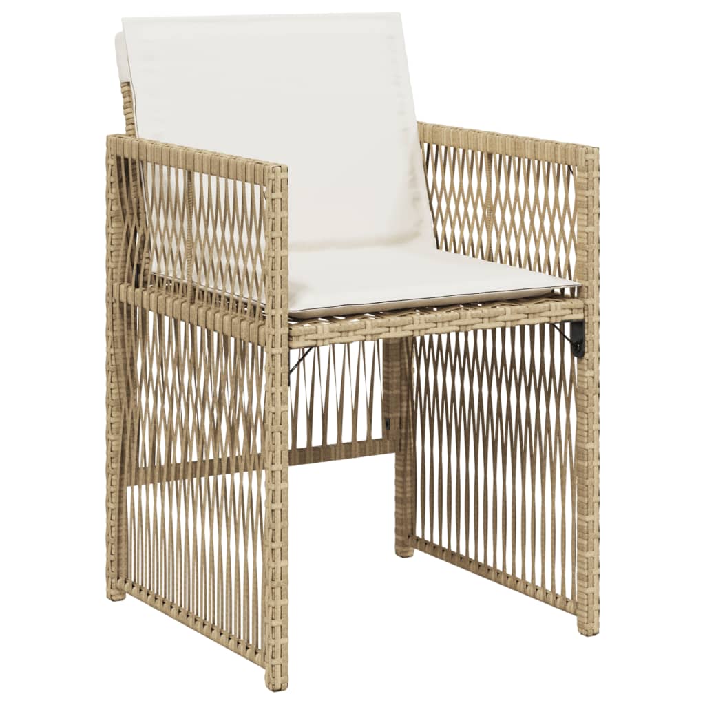 Garden Chairs with Cushions 4 pcs Beige Poly Rattan
