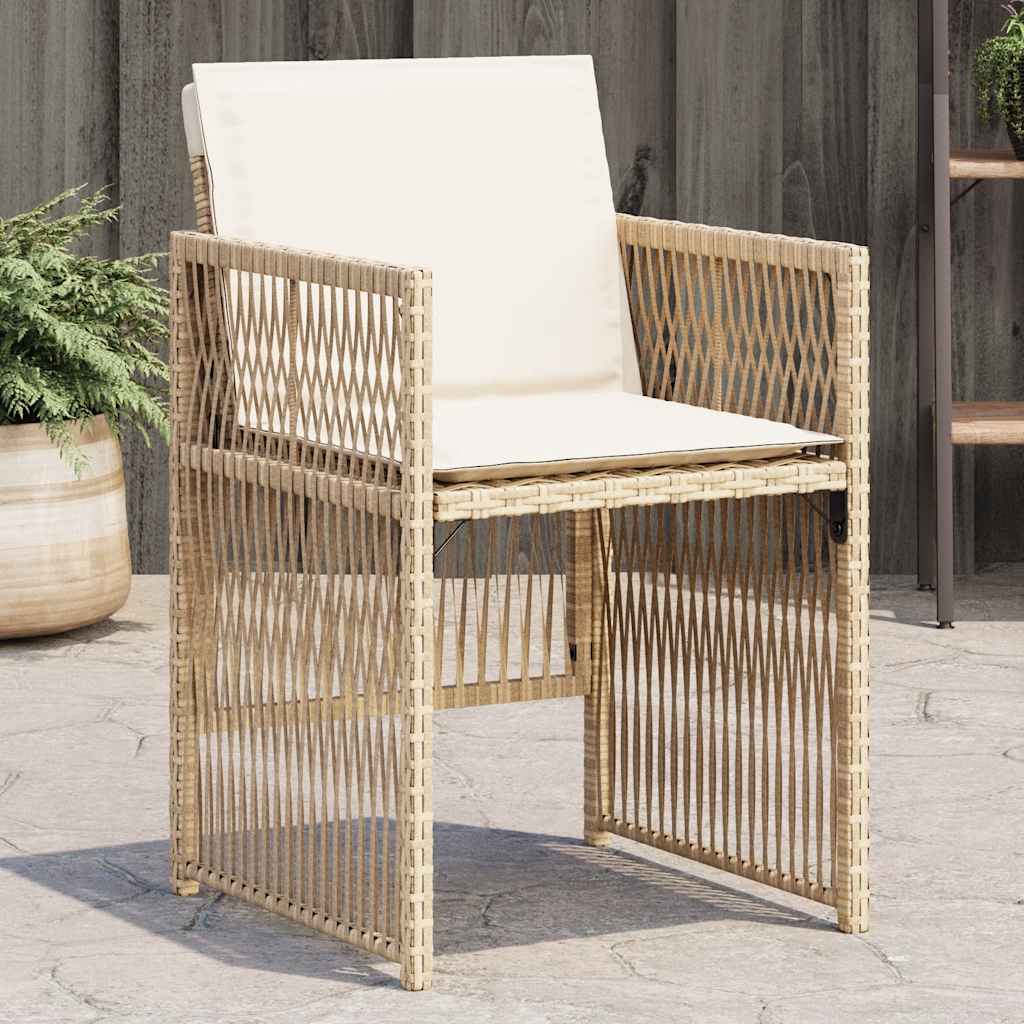 Garden Chairs with Cushions 4 pcs Beige Poly Rattan