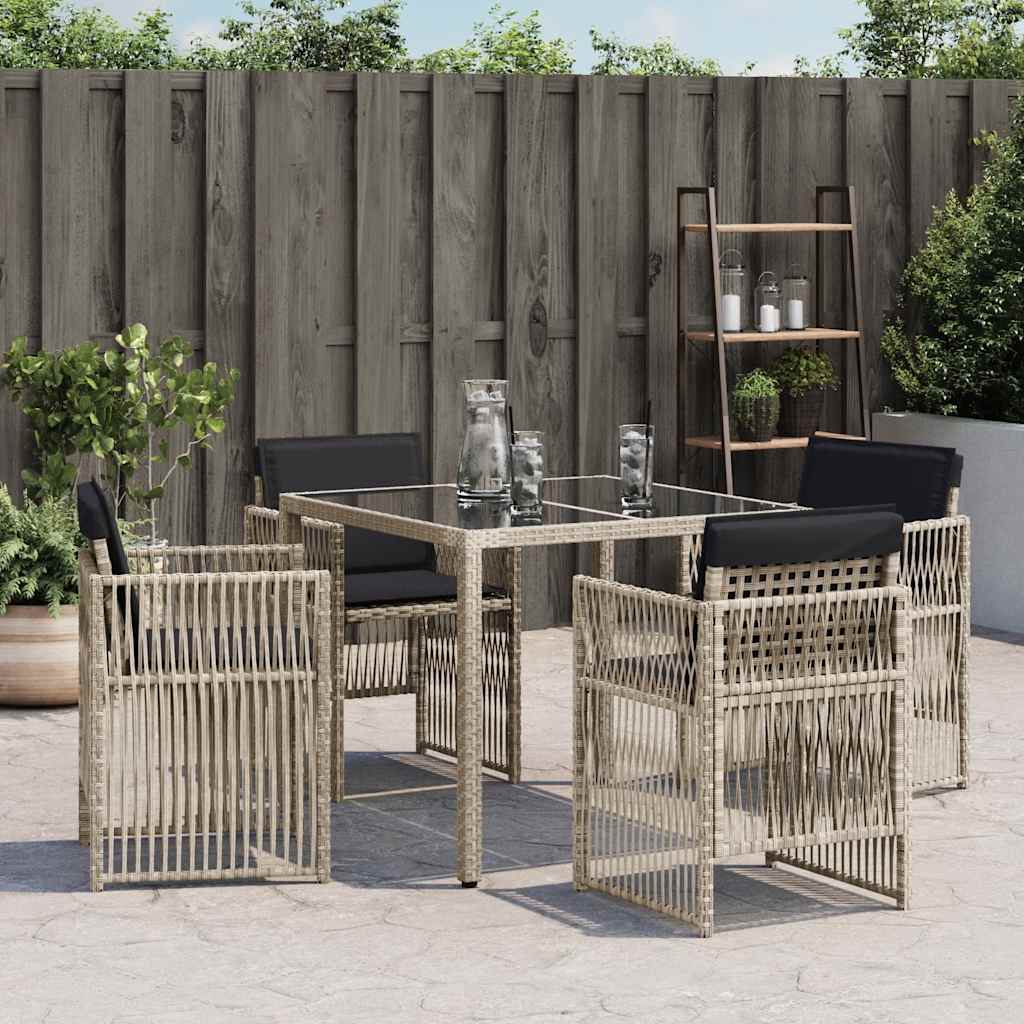 Garden Chairs with Cushions 4 pcs Light Grey Poly Rattan