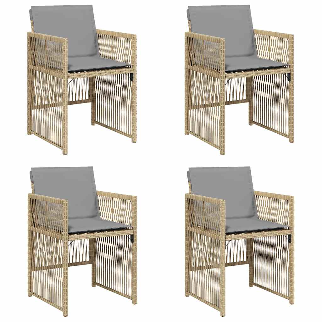 Garden Chairs with Cushions 4 pcs Mix Beige Poly Rattan