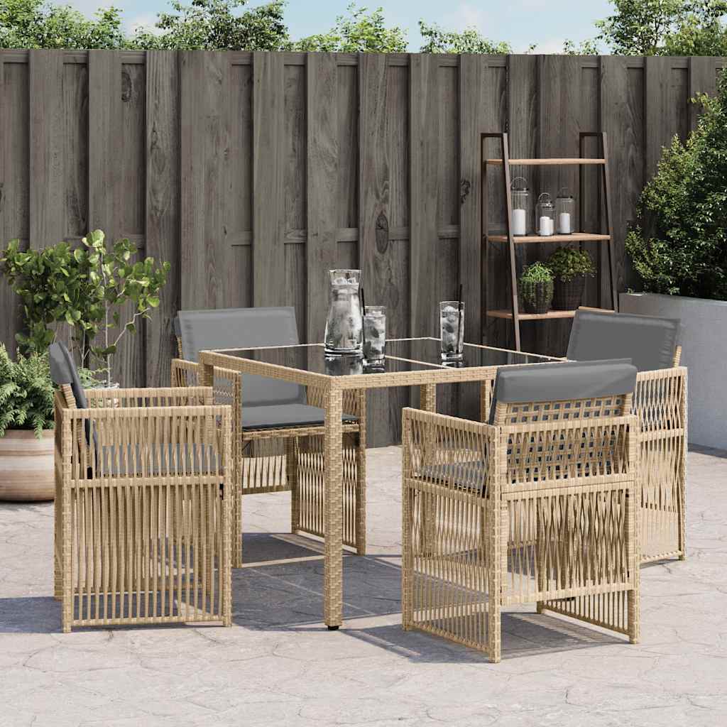 Garden Chairs with Cushions 4 pcs Mix Beige Poly Rattan