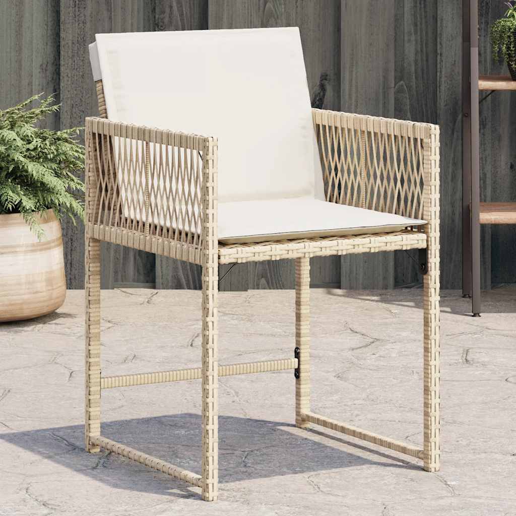 Garden Chairs with Cushions 4 pcs Beige Poly Rattan