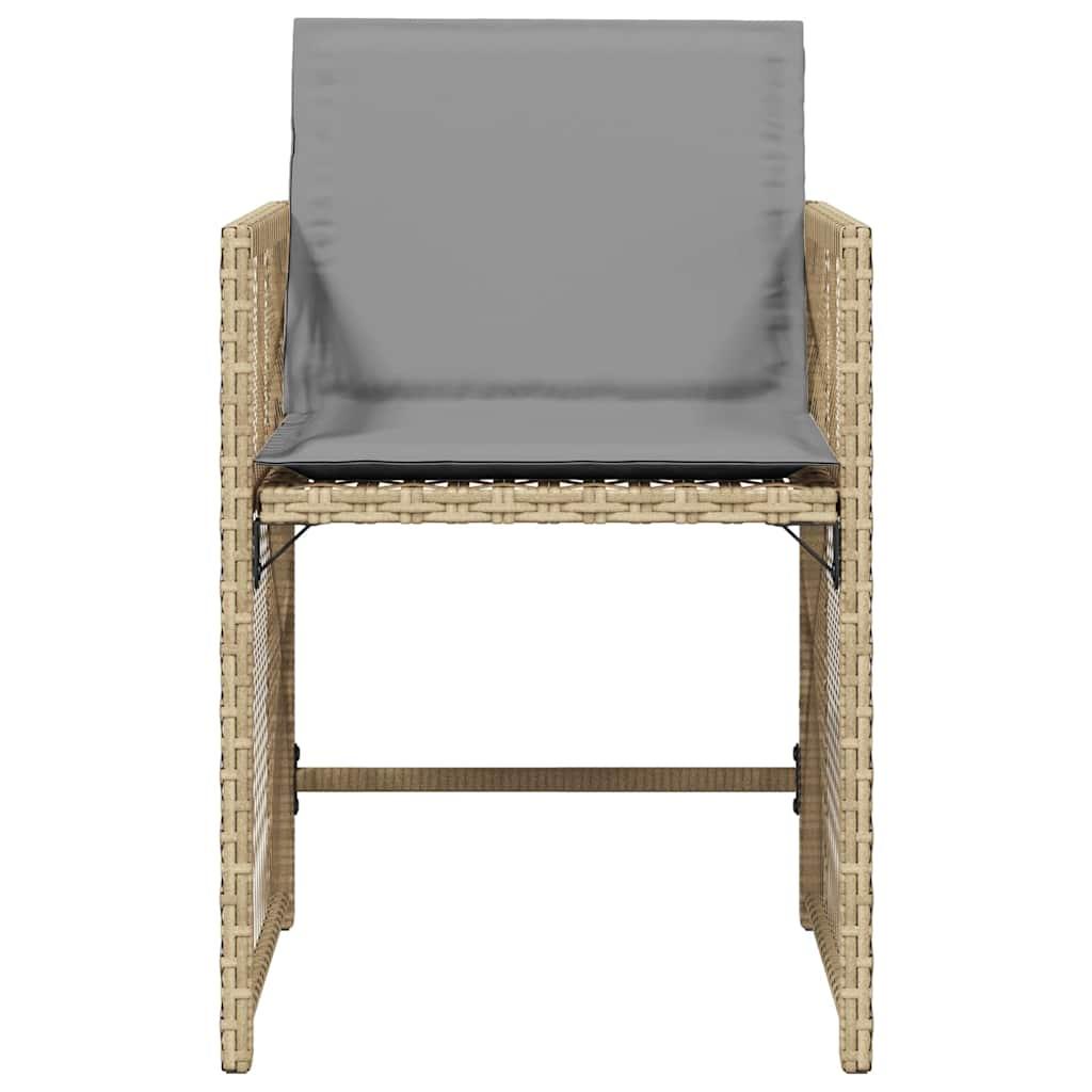 Garden Chairs with Cushions 4 pcs Mix Beige Poly Rattan