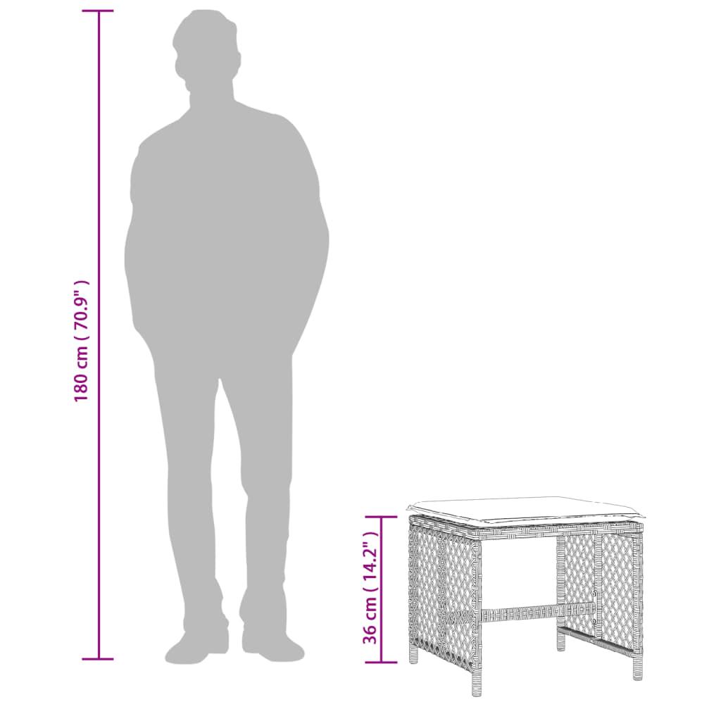 Garden Stools with Cushions 4 pcs Light Grey 41x41x36 cm Poly Rattan