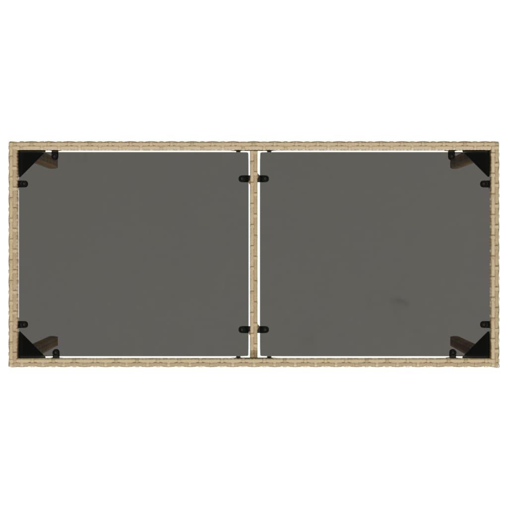 Garden Table with Glass Top Beige 115x54x74 cm Poly Rattan