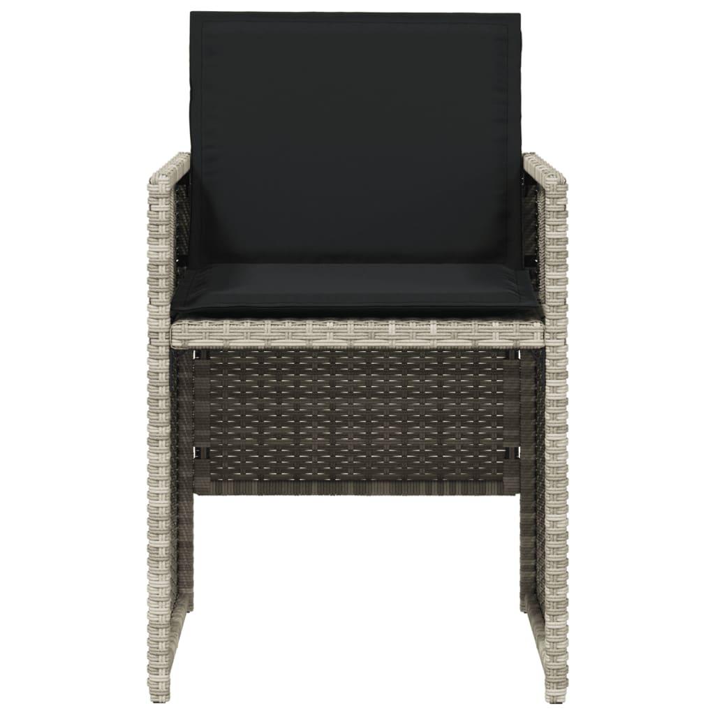 5 Piece Garden Dining Set with Cushions Light Grey Poly Rattan