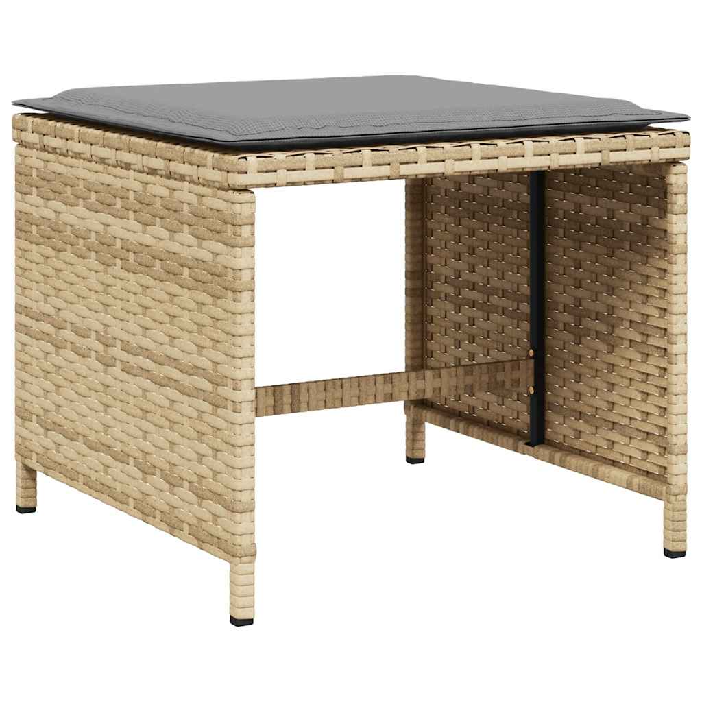 5 Piece Garden Dining Set with Cushions Mix Beige Poly Rattan