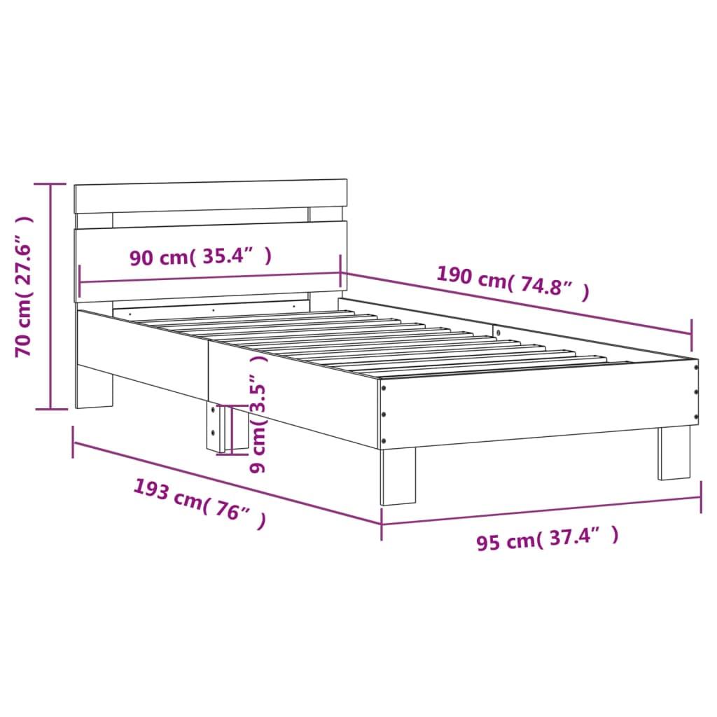 Bed Frame without Mattress with Headboard Sonoma Oak 90x190 cm
