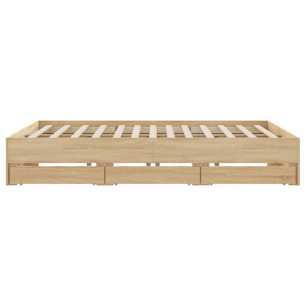 Bed Frame with Drawers without Mattress Sonoma Oak 180x200 cm
