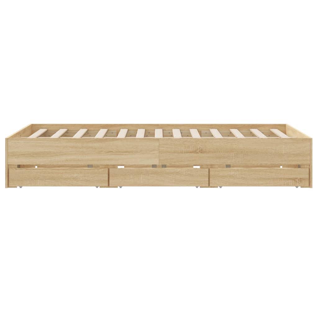 Bed Frame with Drawers without Mattress Sonoma Oak 150x200 cm