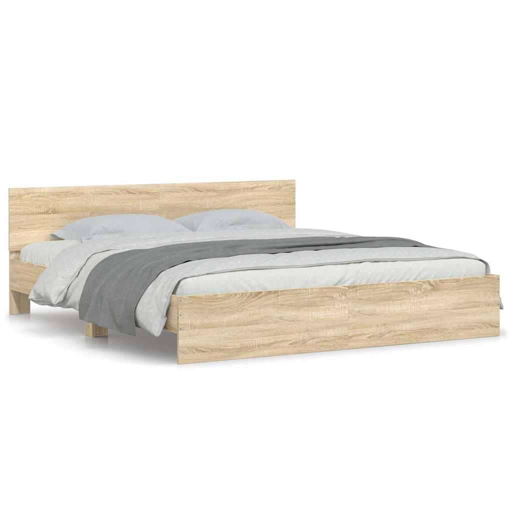Bed Frame without Mattress Sonoma Oak 183x203 cm King