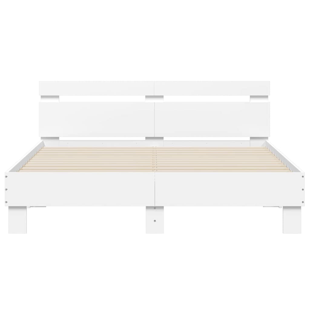 Bed Frame with LED without Mattress White 150x200 cm