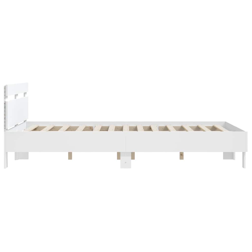 Bed Frame with LED without Mattress White 150x200 cm