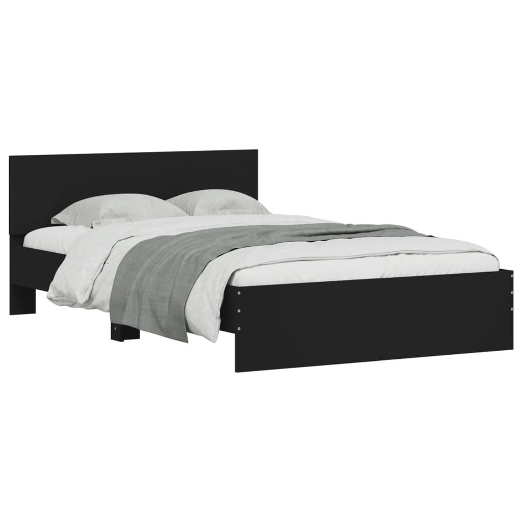 Bed Frame with LED without Mattress Black 135x190 cm
