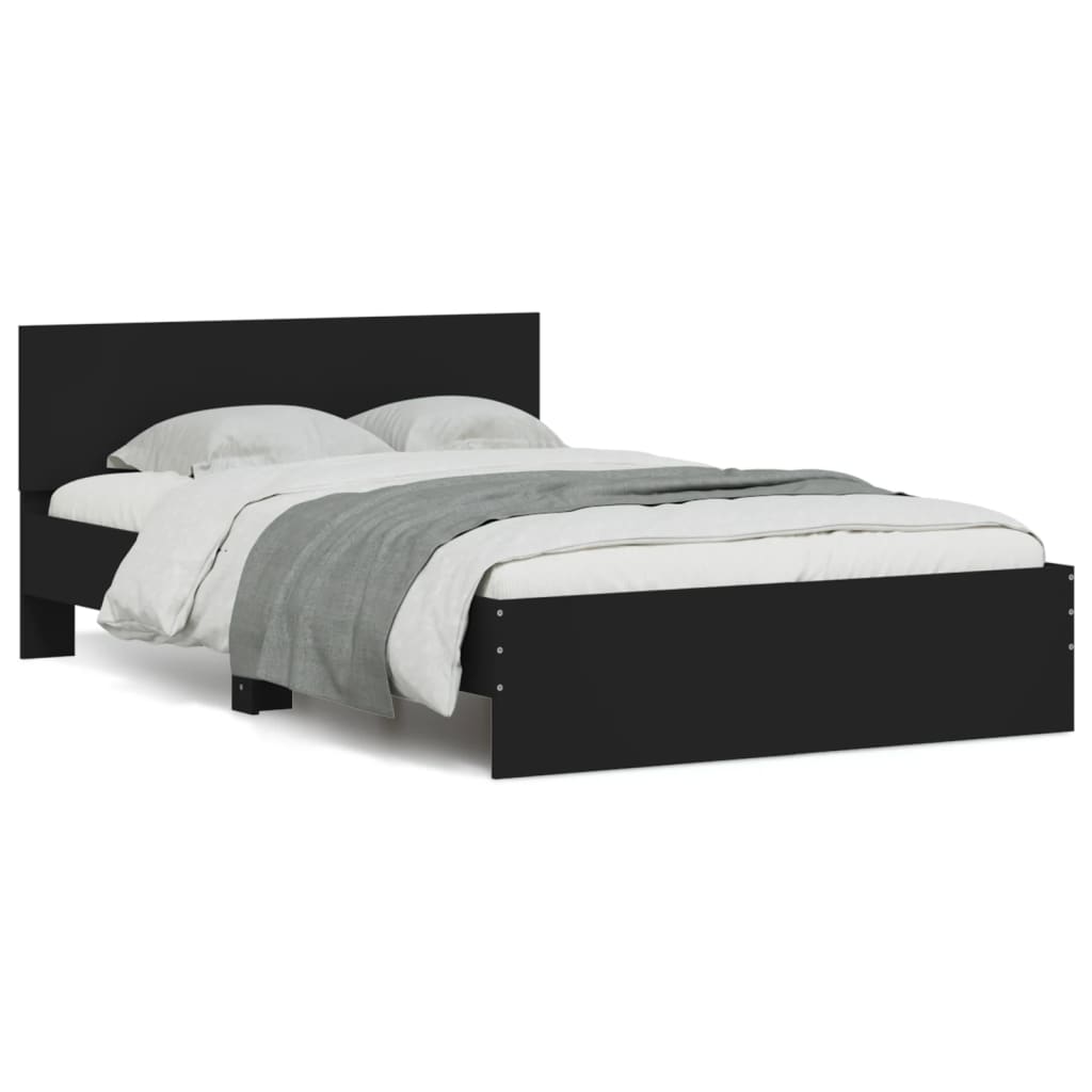 Bed Frame with LED without Mattress Black 135x190 cm