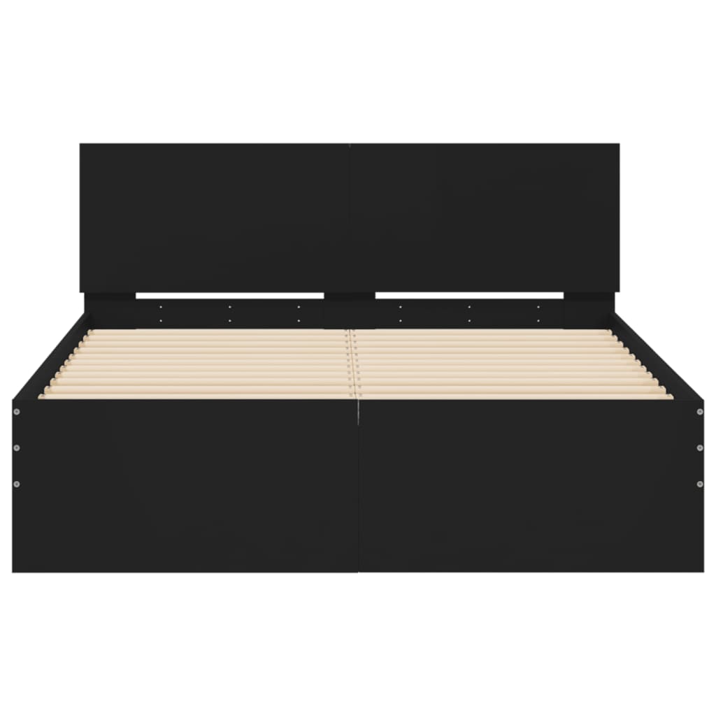 Bed Frame with LED without Mattress Black 135x190 cm
