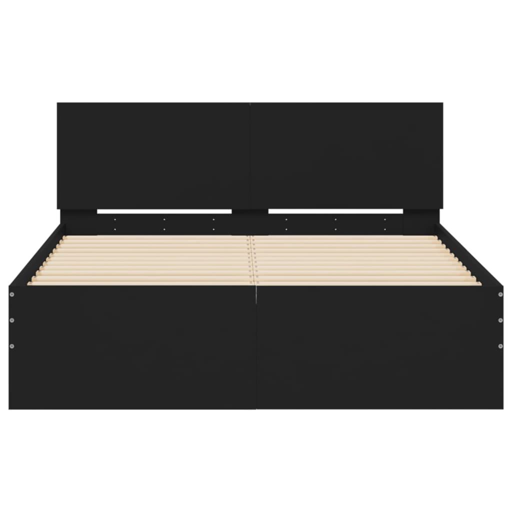 Bed Frame with LED without Mattress Black 135x190 cm